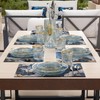 MARBLELIZED - Washable American Placemats, Blue Marble Effect Fabric Placemats,