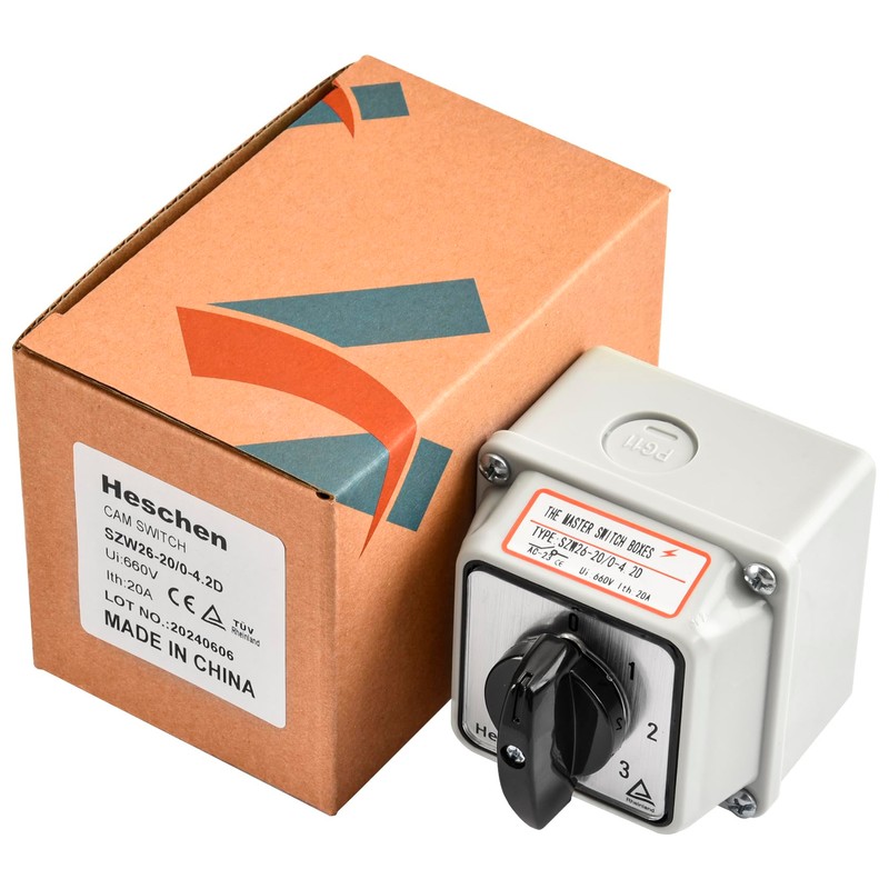 Heschen Universal Latching Rotary Cam Selector Changeover Switch,SZW26-20/0-4.2D, 660V 20A,