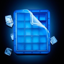 Lurch 240760 Ice Former Arctic Cube 4 cm Blue Ice Cube Tray for 20 Ice Cubes with Transparent Lid Blue