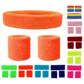 NEON Headband and Wristbands Sweatbands Set (Orange)