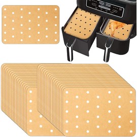 100 Piece Air Fryer Accessories for Ninja Foodi Dual Air Fryer Parchment Paper Liners Non-Stick Disposable Round Baking Paper for Ninja DZ201 Foodi 6-in-1 8-qt. 2-Basket, DZ401