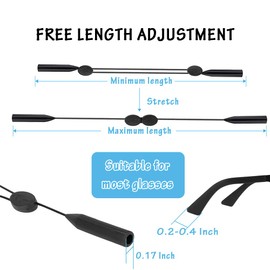 BERYLER 4 Pack Adjustable Glasses Strap(9" to 13.8"), Durable and Waterproof Eyeglasses Retainer, Anti-Slip Sunglasses Holder for Adults and Kids