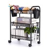 MEHUKOJ 3 Tier All-Metal Rolling Utility Cart with Locking Wheels,Easy-Carry