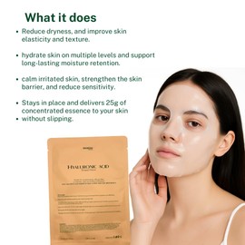 Momisa Hyaluronic Acid sheet mask | Hydrating face mask for all skin types | Anti-Aging to Plump and Repair dehydrated skin | Deep Moisturizing treatment