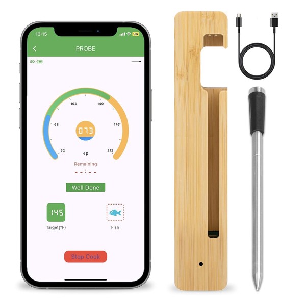 Smart Wireless Meat Thermometer, 656FT Long Range Bluetooth BBQ Thermometer