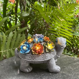 WNXURT Solar Garden Outdoor Turtle Figurines with LED Lights Lawn Decor Tortoise Statue for Outside Yard Patio Front Porch Balcony Home Ornament Housewarming Mother's Day Gifts
