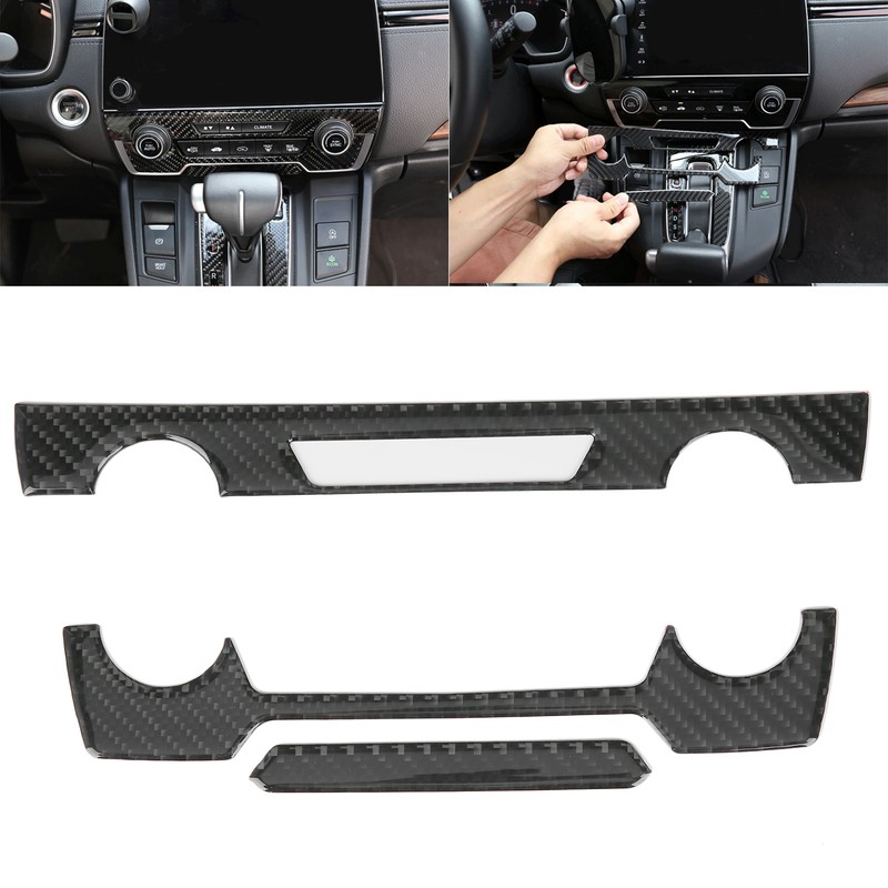 Center Console CD Panel Trim Cover Carbon Fiber Decoration Fit