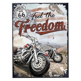 Nostalgic-Art RETRO RETRO FRIDGE MAGNET 6X8CM ROUTE 66 FREEDOM - GIFT IDEA FOR USA FANS METAL VINTAGE DESIGN