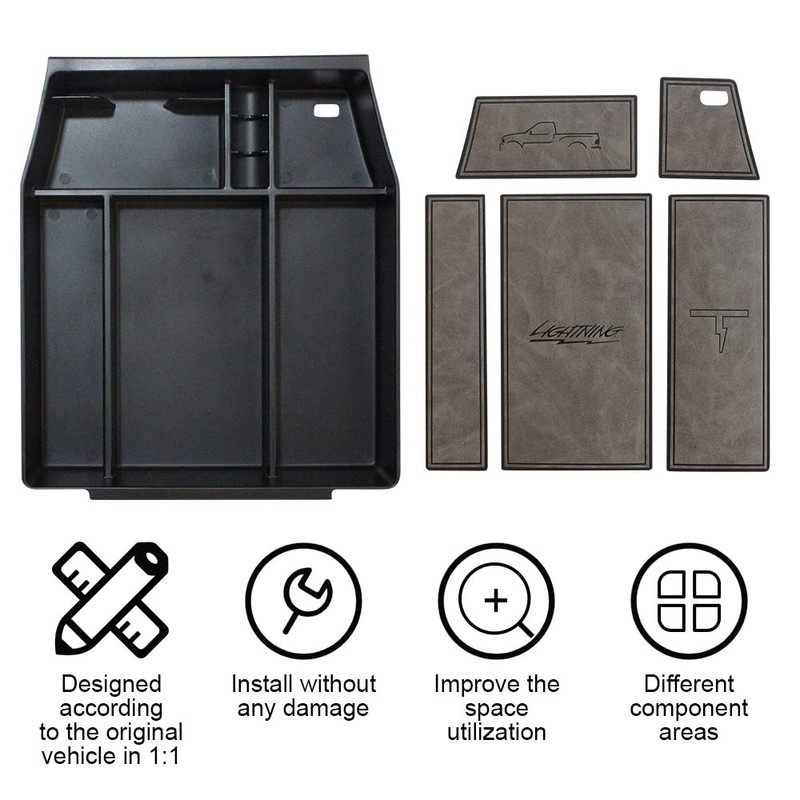 BestEvMod Storage Box Organizer Center Console Tray with Vegan Leather