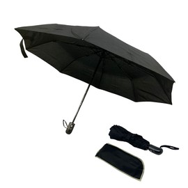 plastific Unisex Travel Umbrella, Stormproof Windproof Automatic Folding Umbrella, with Ergonomic Handle, Lightweight Umbrella with Cover (Full Black - Automatic)