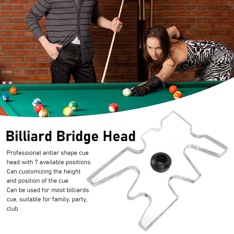 Billiard Bridge Head Portable Clear Acrylic Snooker Pool Cue Moosehead