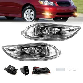 Shocklight Clear Lens Fog Lights fit for 2002-2004 Toyota Camry/ 2005-2008 Corolla/ 2002-2003 Solara with 9006 12V 55w Halogen Bulbs, A Pair Front Bumper Driving Fog Lamps w/Switch and Wiring Harness