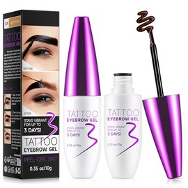 Peel Off Tattoo Eyebrow Gel Tinting,2pcs Brown Peel-Off Tinted Eye Brow Glue, Waterproof Long-lasting Transfer-proof Eyebrow Gel Peel Off,Up to 3 Days,Mother's Day Makeup Gift Set for Women Girl-02#