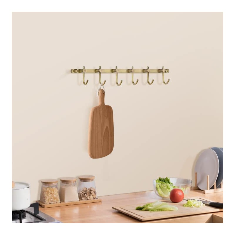 WINCASE Brass Hook Rack, Bathroom Towels Hooks Coat Rack, Antique