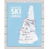 New Hampshire Ski Resorts Map 11x14 Print (White & Light