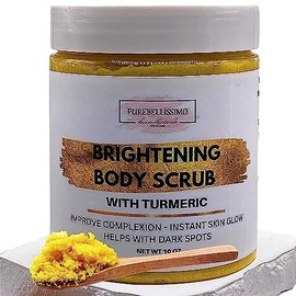 PureBellissimo- EXFOLIANTE CORPORAL DE AZÚCAR Exfoliante iluminador Exfoliante corporal de azúcar Exfoliante corporal de cúrcuma para manchas oscuras 