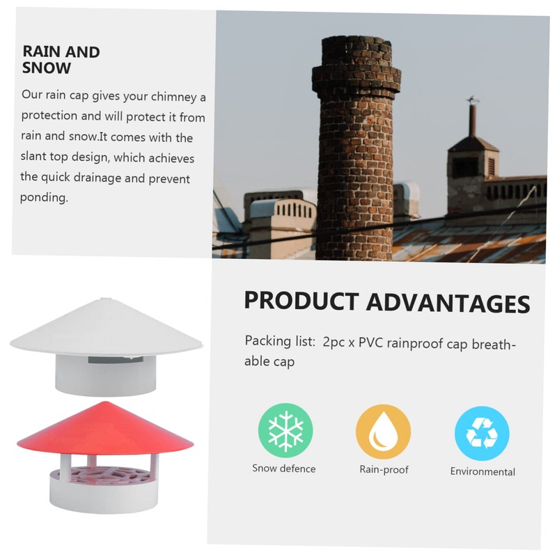 KICHOUSE 1pc Chimney Rainproof Cover Smoke Funnel for Ventilation Easy