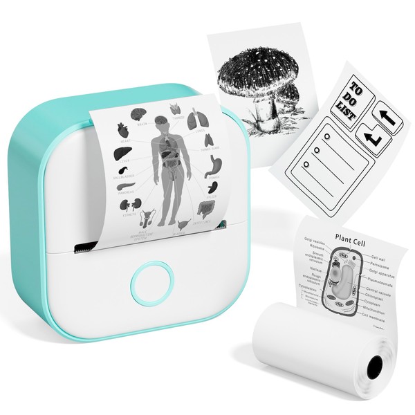 Memoqueen T02 Thermal Printer, Compatible with Smartphones, Mini Mobile Printer,