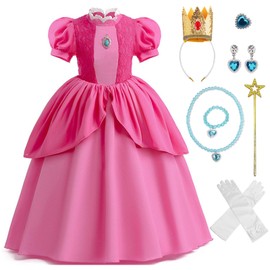 Joyasslly Princess Cosplay, Children, Princess Dress, Costume, Crown, Gloves, Magic Wand, Accessories, 8-Piece Set, Princess, Costume, Kids, Girls, Halloween, Birthday, Party, Recital, Performance