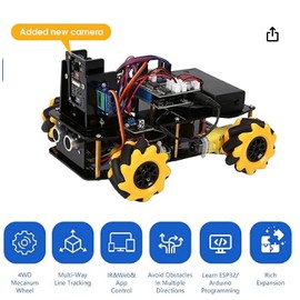 Smart Robot Camera Car Kit, 4WD Remote Control Car Compatible with Arduino IDE, Electronic Programming Project/STEM Education/Science Coding Kit for 12+ Teens & Adults Unique Gifts