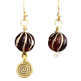 Amber and Gold Vintage Bead Dangle Earrings. Jewelry Earrings for Women #3298FE595