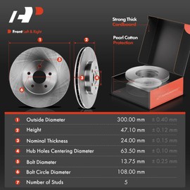 A-Premium Front & Rear Vented Disc Brake Rotors + Ceramic Pads Kit Compatible with Select Jaguar Models - X-Type 2002 2003 2004, Built Before 9/2004, 12-PC Set
