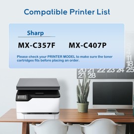 RAKUNI MX-C35TY Yellow Compatible High Yield Toner Cartridge Replacement for Sharp MX-C35TB MX-C35TC MX-C35TM MX-C35TY, for Use in MX-C357F MX-C407P Printer (Yellow 6000 Pages)