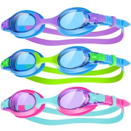 Vvinca Kids Swim Goggles, 3 Pack Toddler Swimming Goggle with Comfortable Soft Silicone Nose Bridge No Leak Clear Vision Anti-Fog UV Protection Easy Adjustment Pool Swim Goggles for Kids Youth 3-14