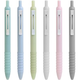 COLNK Black Fine Retractable Gel Ink Rollerball Pens 0.5mm Comfortable Grip for School Writing Note Taking & Office Supplies (Pack of 6)