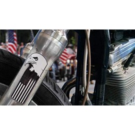 East Coast Vinyl Werkz - Motorcycle Fork Decals - Eagle Head Flag - 2pc Set - for Harley Davidson Chopper Bobber Stickers