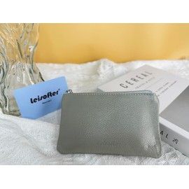 Leisofter Mini Purse Women's Leather Bank Card Bag, Coin Purse, Small Leather Bag, Mini, Lightweight, Soft Leather Purse Coin Purse for Women Girls, gray, Modern