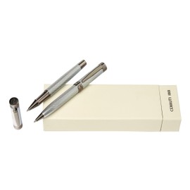 Cerruti 1881 Zoom Diamond Chrome Ballpoint Pen & Rollerball Pen Set