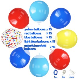 Blue Red Balloons, 70pcs Yellow Blue Red Colorful Balloons for Birthday Party Circus Themed Party