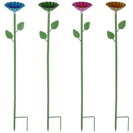 4-Pack bee Watering Station, Flower-Shaped Metal Garden bee Cup, Flower-Shaped bee Butterfly Watering Station for Outdoor Garden Courtyard Decoration (Pink, Blue, Green, Yellow)