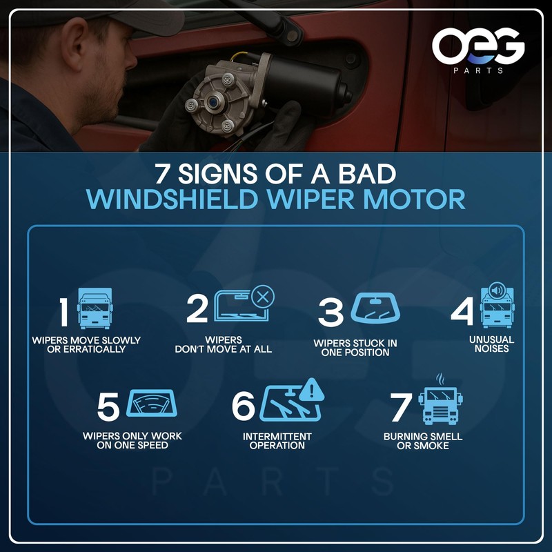 OEG Parts New Windshield Wiper Motor Compatible with Peterbilt 387