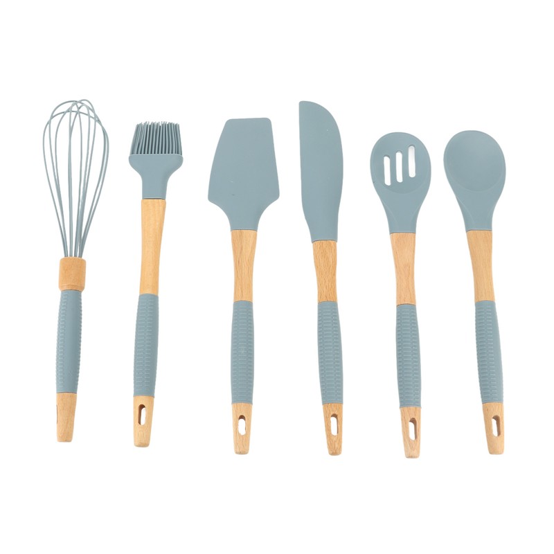 Silicone Cooking Utensils 6 Piece Silicone Utensil Set Durable Wooden