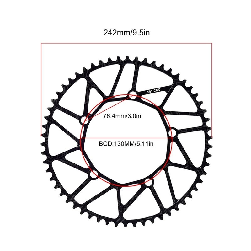 MiOYOOW 50/52/54/56/58T Bicycle Chain-Ring, Ultra-Light Narrow Wide Single Chain-Ring for