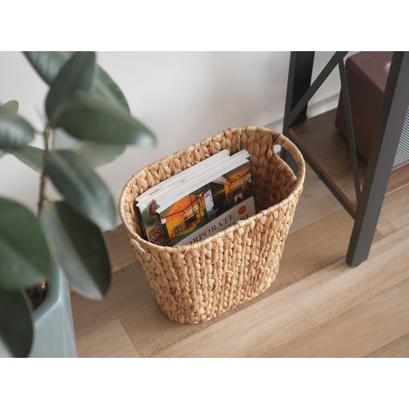 StorageWorks Wicker Waste Basket, Handwoven Water Hyacinth Trash Can with