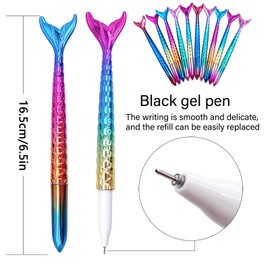 JJYHEHOT 10 Stück Meerjungfrau Kugelschreiber Gelschreiber, 0,5mm Feine Spitze, Schnell Trocknende Tintenstifte, Fischschwanz Stift Verlauf Farben, Geburtstags Geschenk für Mädchen