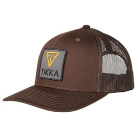 Beretta Men's Hunting Tikka Patch Pre-Curved Visor Adjustable Snapback Trucker Hat with Tikka Logo, Brown