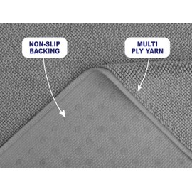 American Soft Linen Bath Rug, 17 in 24 in 100% Cotton Bath Mats Rugs for Bathroom, Non Slip Washable Shaggy Form Area Rugs, Light Grey Bath Rug