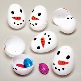 Baker Ross FX626 Snowman Plastic Eggs - Pack of 10 Christmas Party Bag Fillers for Kids