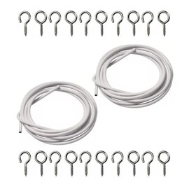 FERRIS | 2 Packs - 3 Metre Curtain Wire with set of 16 Hooks and 16 Eyes | Multi-Purpose Decoration Net Voile Curtain Wire Cable | Strong, Durable and Expandable Cord - Cut to Any Size Length