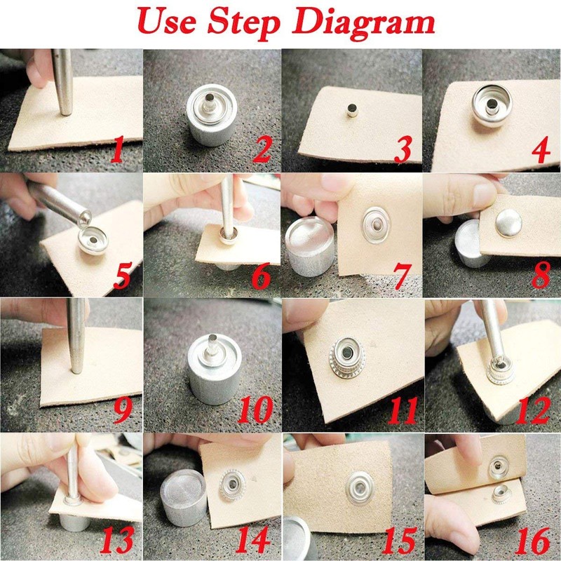 27Sets 15mm Stainless Steel Fastener Snap Press Stud Button Kits