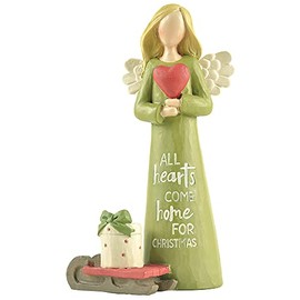 Feather & Grace Holding Heart, Figurine for Women & Men, Statue for Christmas Decor, Guardian Angel Ornament Gifts-Resins-Multi, one Size