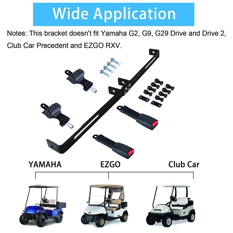 10L0L 2 Passenger Universal Golf Cart Seat Belt Bracket Kit