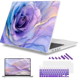 Mektron for M4 MacBook Pro 14-inch Case 2024 A3112 A3401 A3185 Fits 2023/2021 M3 A2918 A2992 M2 A2779 M1 A2442 Pro/Max, Printed Plastic Hard Shell Laptop Cover, Rose Marble
