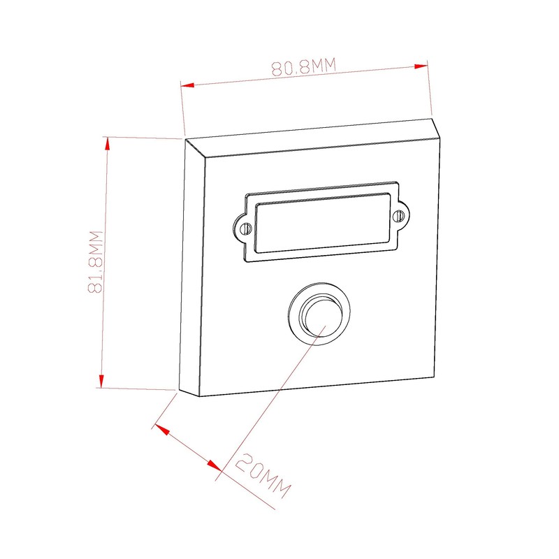 Huber Bell Plate Single Surface-Mounted Rectangular Real Metal with Stainless