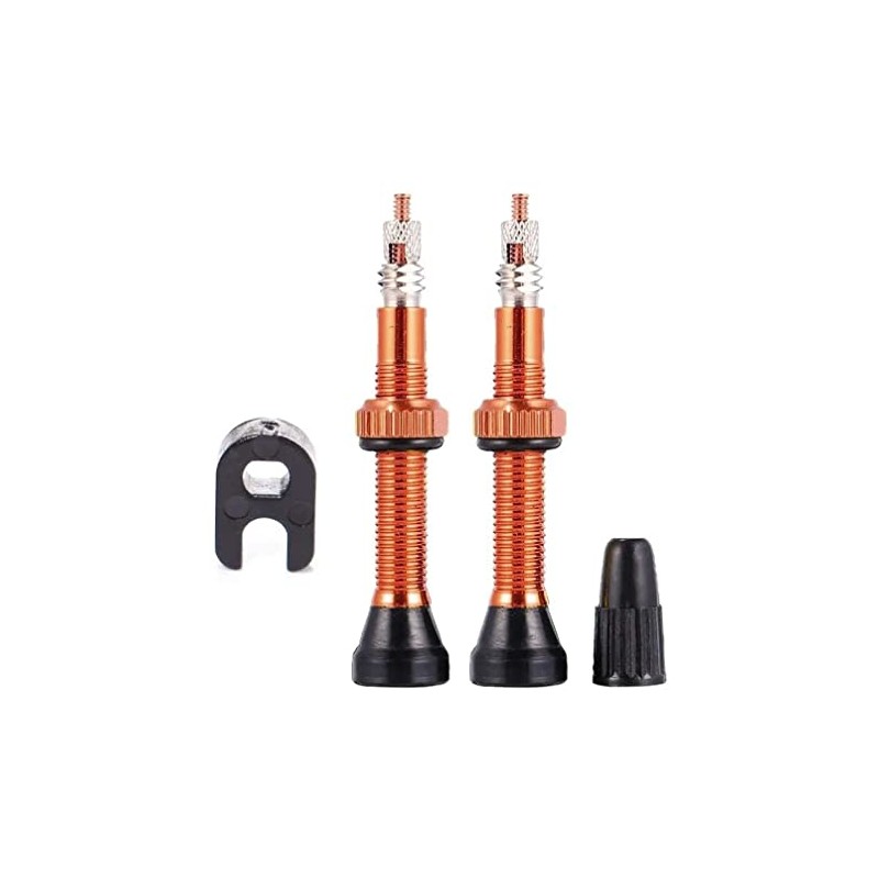 Valvula Francesa Tubeless Bicicleta Largo Aluminio MTB 40mm Par (Rojo)