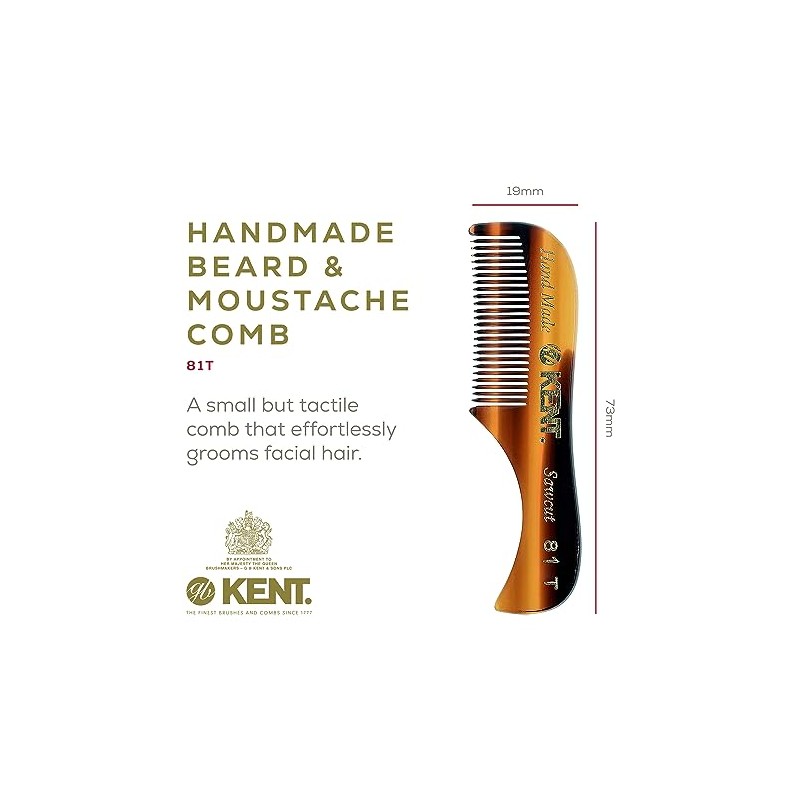 Kent The Hand Made Comb for Beard and Moustache, Sawcut